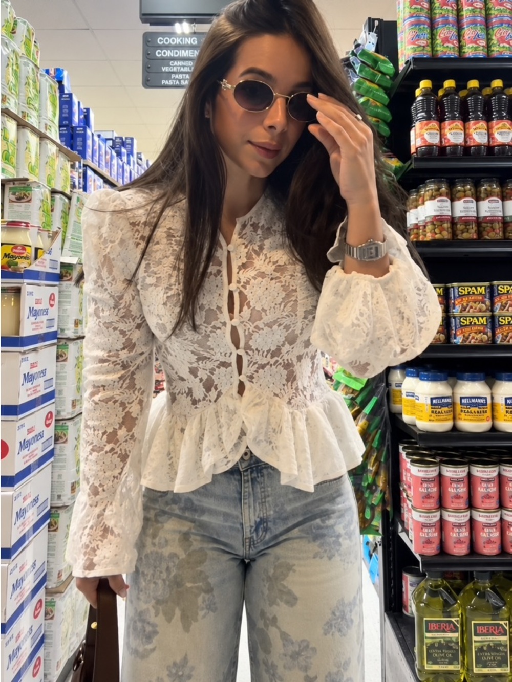 H&M NWT Ruffles Trimmed Lace Blouse